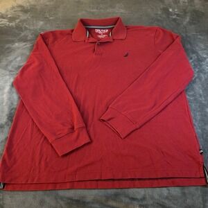 Nautica Performance Deck Polo Shirt Mens Extra Large Long Sleeve Classic Fit Red